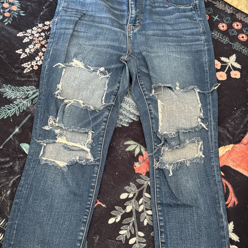 American Eagle Outfitters Ripped Blue Jeggings